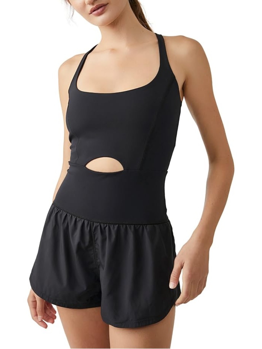 Free People FP Movement Righteous Runsie Black Athletic Romper Medium - Picture 3 of 13
